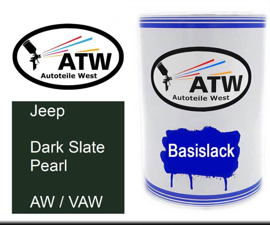 Jeep, Dark Slate Pearl, AW / VAW: 500ml Lackdose, von ATW Autoteile West.